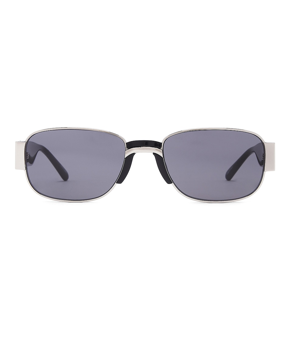 Image 1 of Dries Van Noten Rectangular Sunglasses in Nickel, Black, & Grey