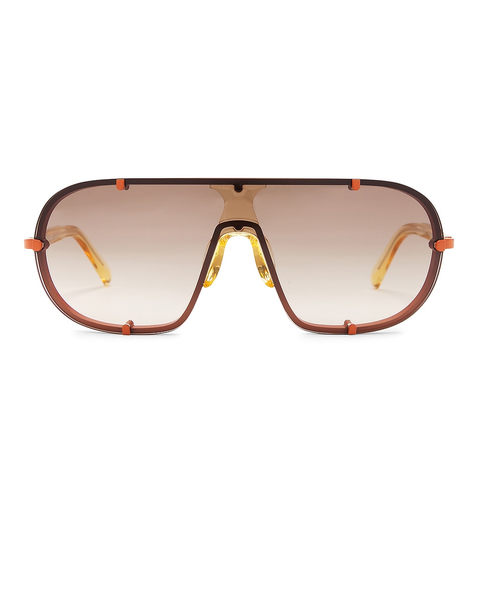 Image 1 of Dries Van Noten Shield Sunglasses in Rust, Honey, & Brown Gradient