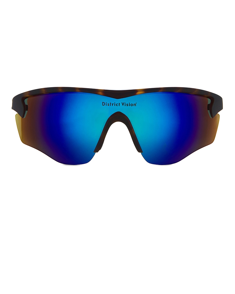 Image 1 of District Vision Junya Racer Sunglasses in Tortoise & D+ Blue Mirror