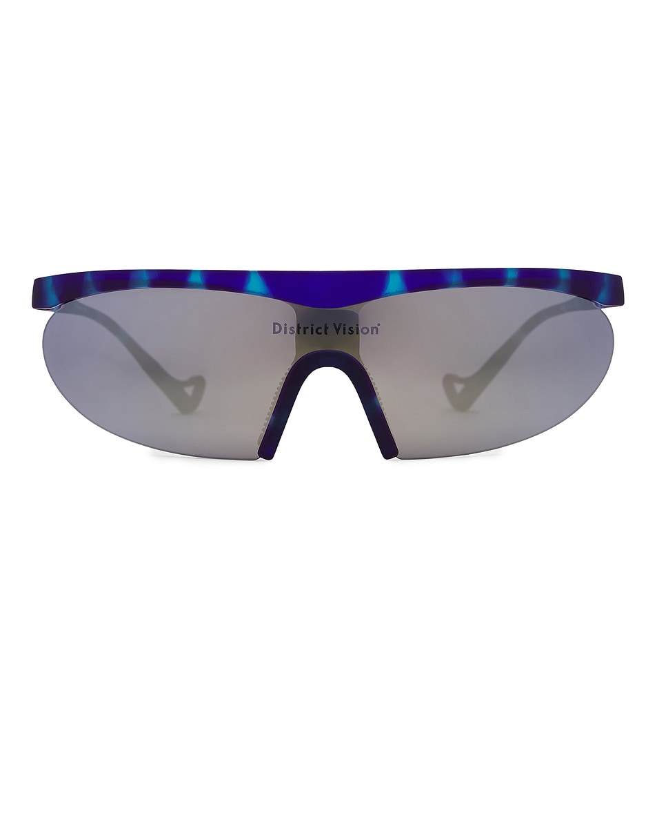 Image 1 of District Vision Koharu Eclipse Sunglasses in Violet Tortoise & D+ Blue Silver Flash Mirror
