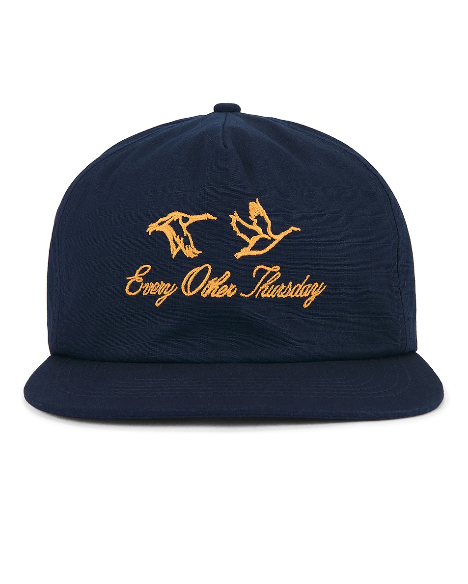 Image 1 of Every Other Thursday Ripstop Geese Logo Snapback in Navy & Orange
