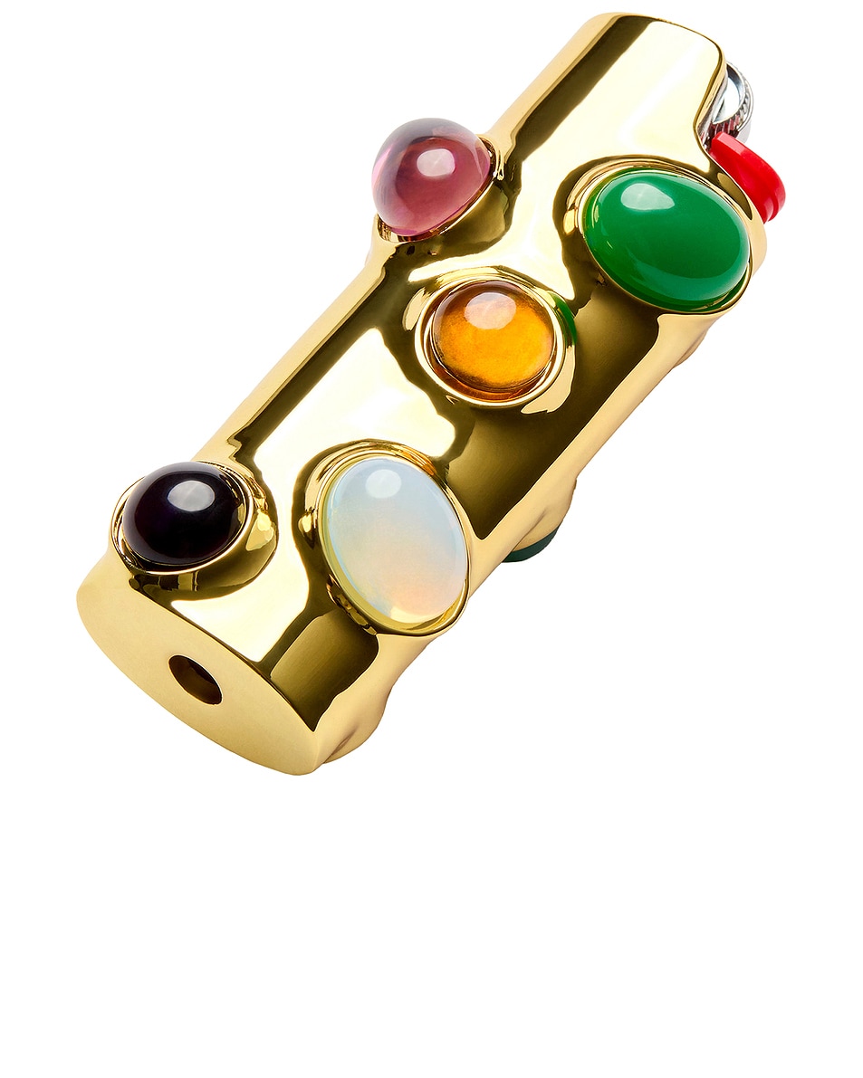 Image 1 of Edie Parker X Wes Anderson Phoenician Scheme Lighter Case in Gold Multi-stone