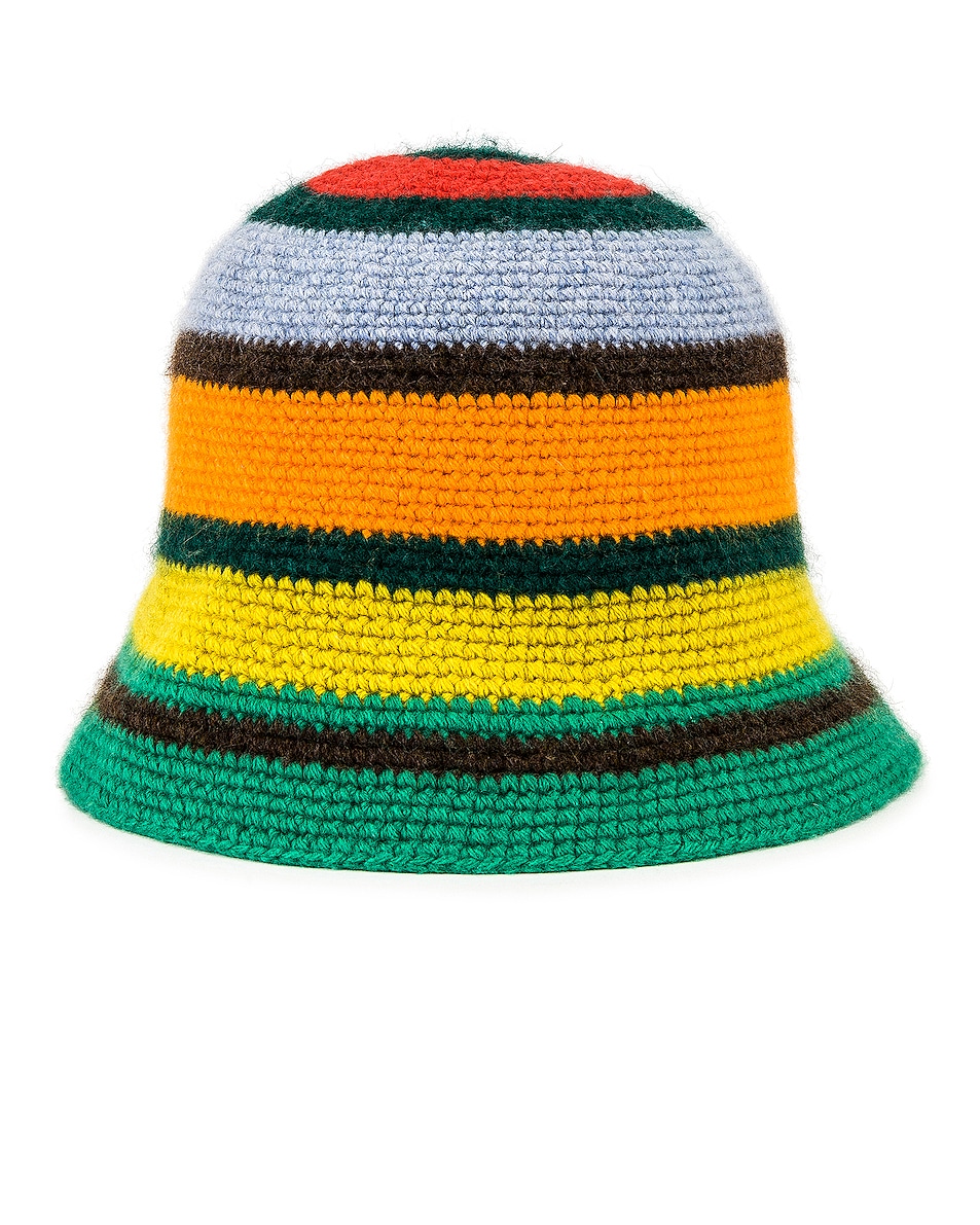 Image 1 of The Elder Statesman Crochet Stripe Bucket Hat in Multi