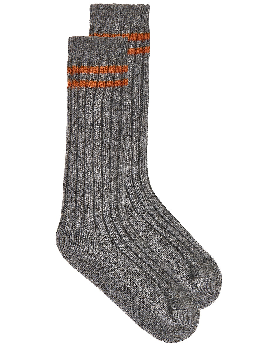 Image 1 of The Elder Statesman Yosemite Rib Tube Sock in Heather Grey & Koi