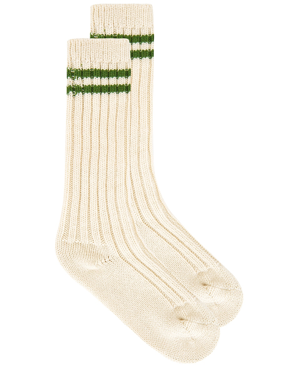 Image 1 of The Elder Statesman Yosemite Rib Tube Sock in Ivory & Astro