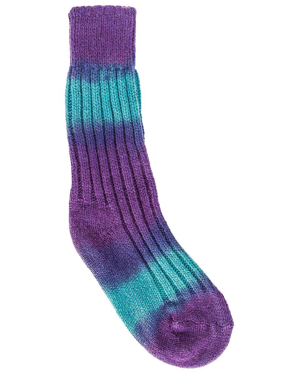 Image 1 of The Elder Statesman Hot Yosemite Socks in White, Turquoise & Purple