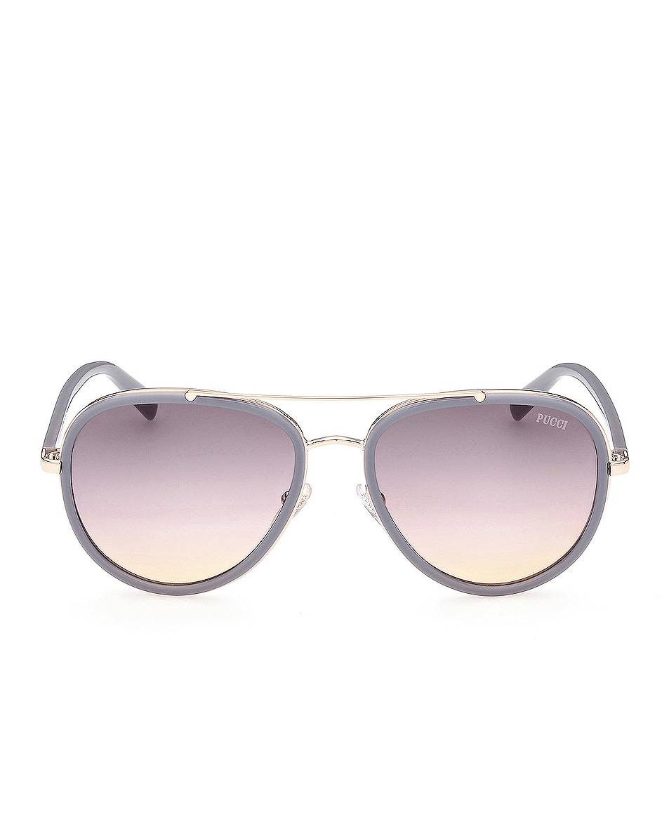 Image 1 of Emilio Pucci Metal Pilot Sunglasses in Shiny Opal Lilac & Rose