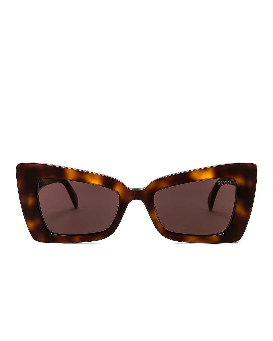 Image 1 of Emilio Pucci Acetate Butterfly Sunglasses in Shiny Classic Havana & Multicolor