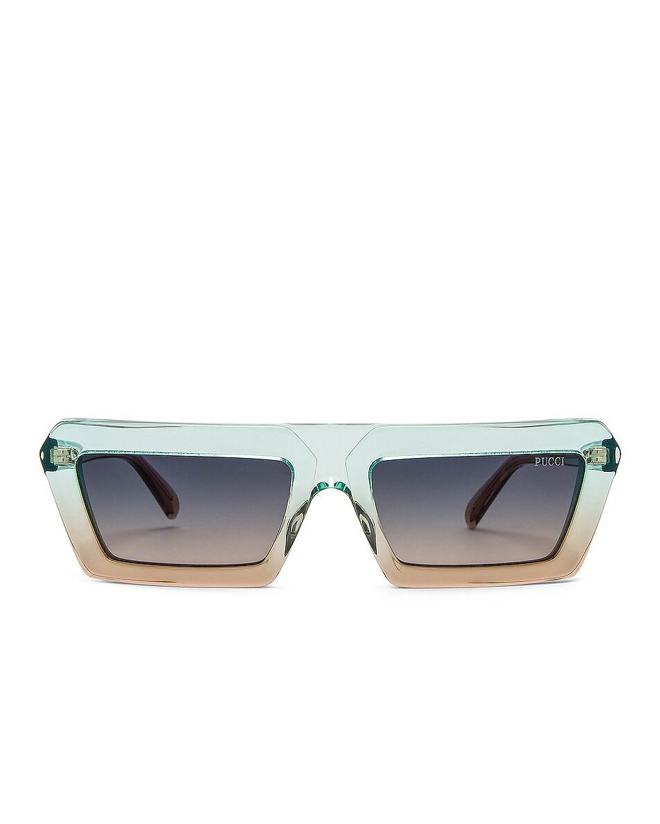 Image 1 of Emilio Pucci Square Sunglasses in Turquoise & Gradient Green