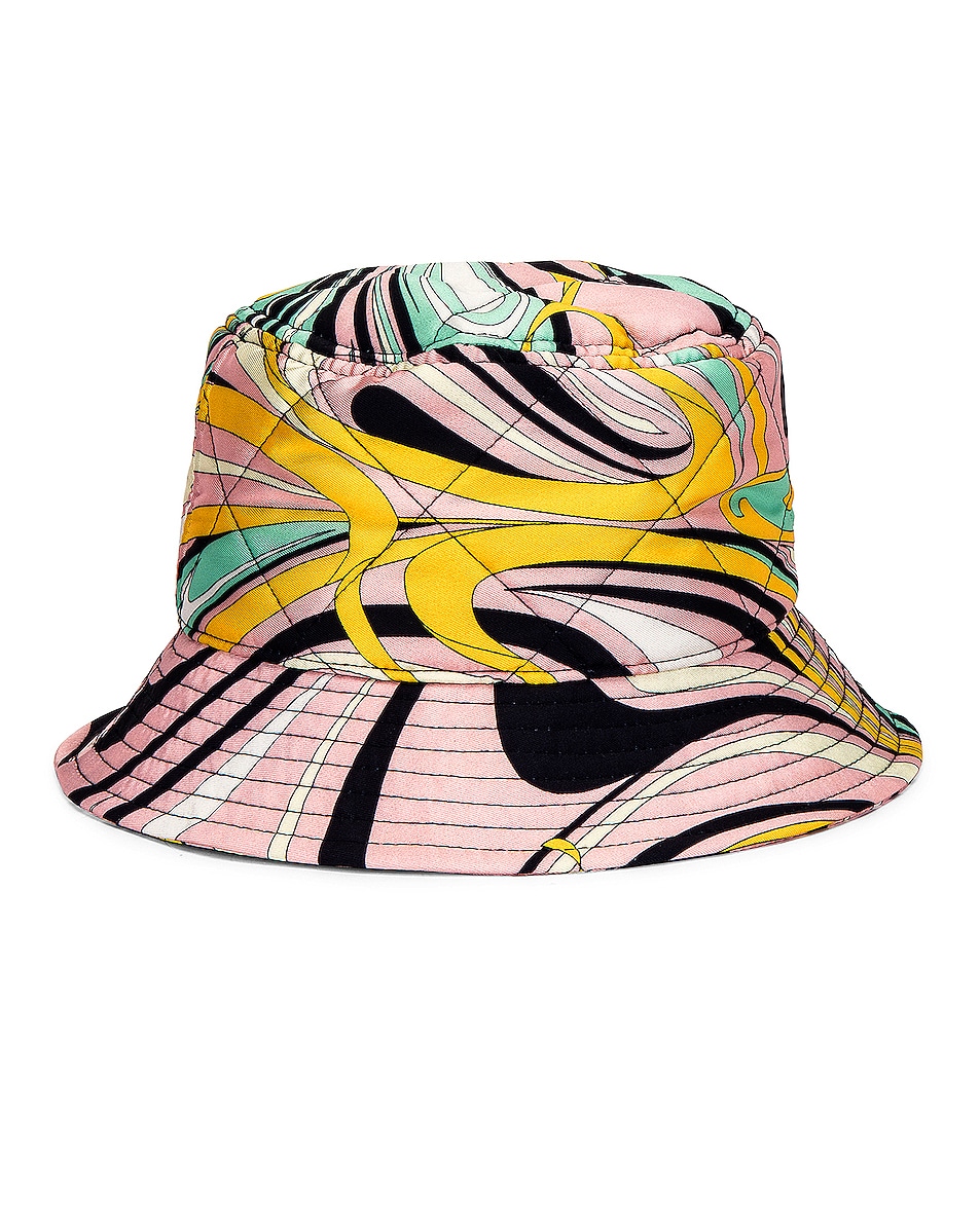 Image 1 of Emilio Pucci Onde Bucket Hat in Navy & Rosa