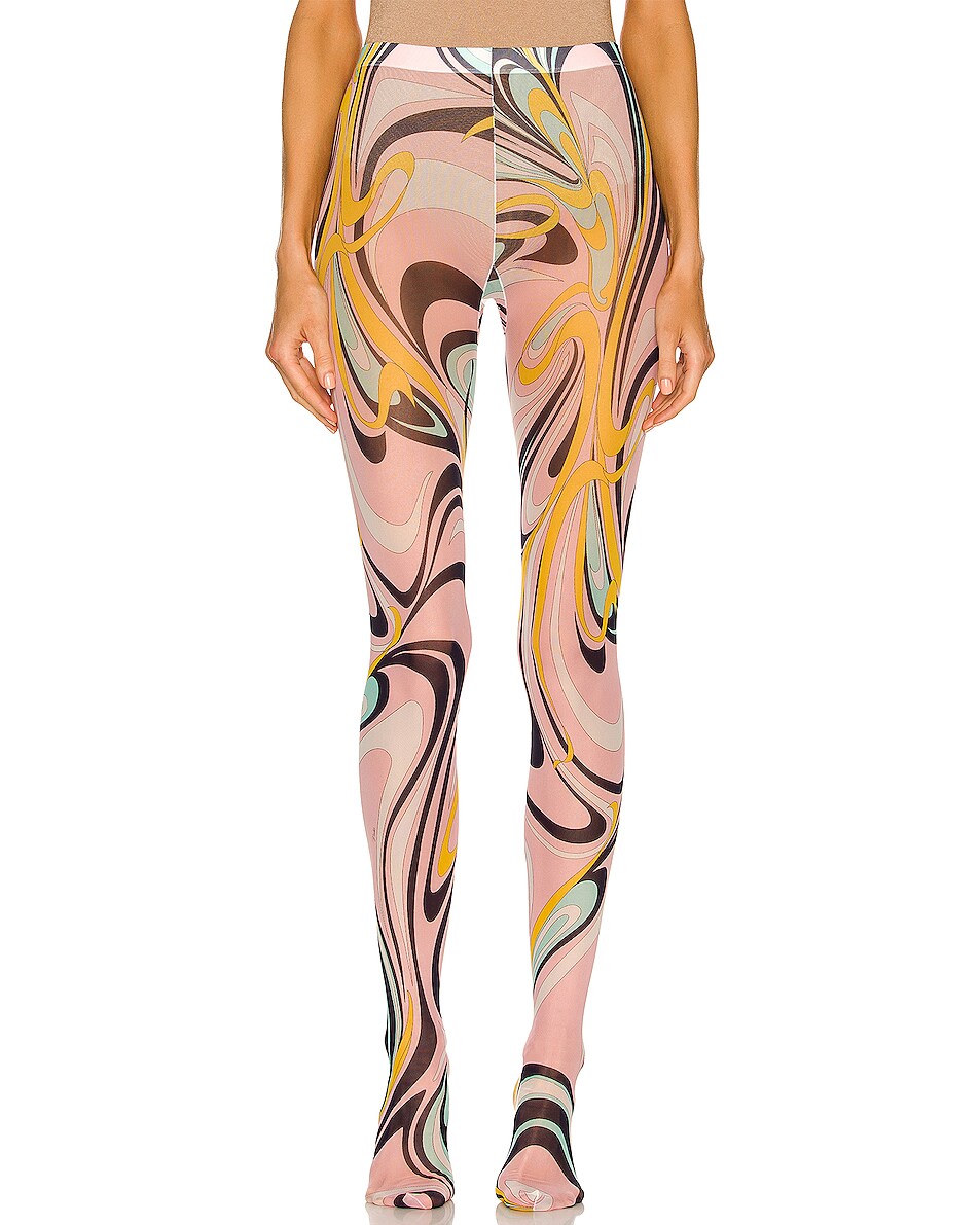 Image 1 of Emilio Pucci Onde Tights in Navy & Rosa