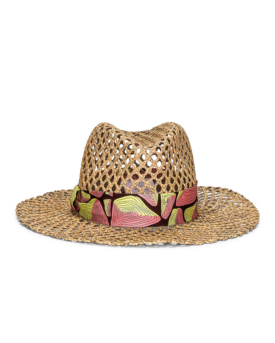 Image 1 of Emilio Pucci Tartuca Baby Straw Hat in Naturale, Rosa, & Lime