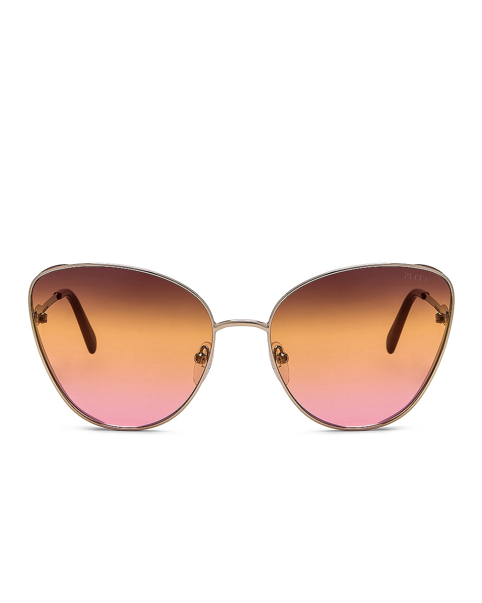Image 1 of Emilio Pucci Metal Cat Sunglasses in Shiny Palladium & Bordeaux