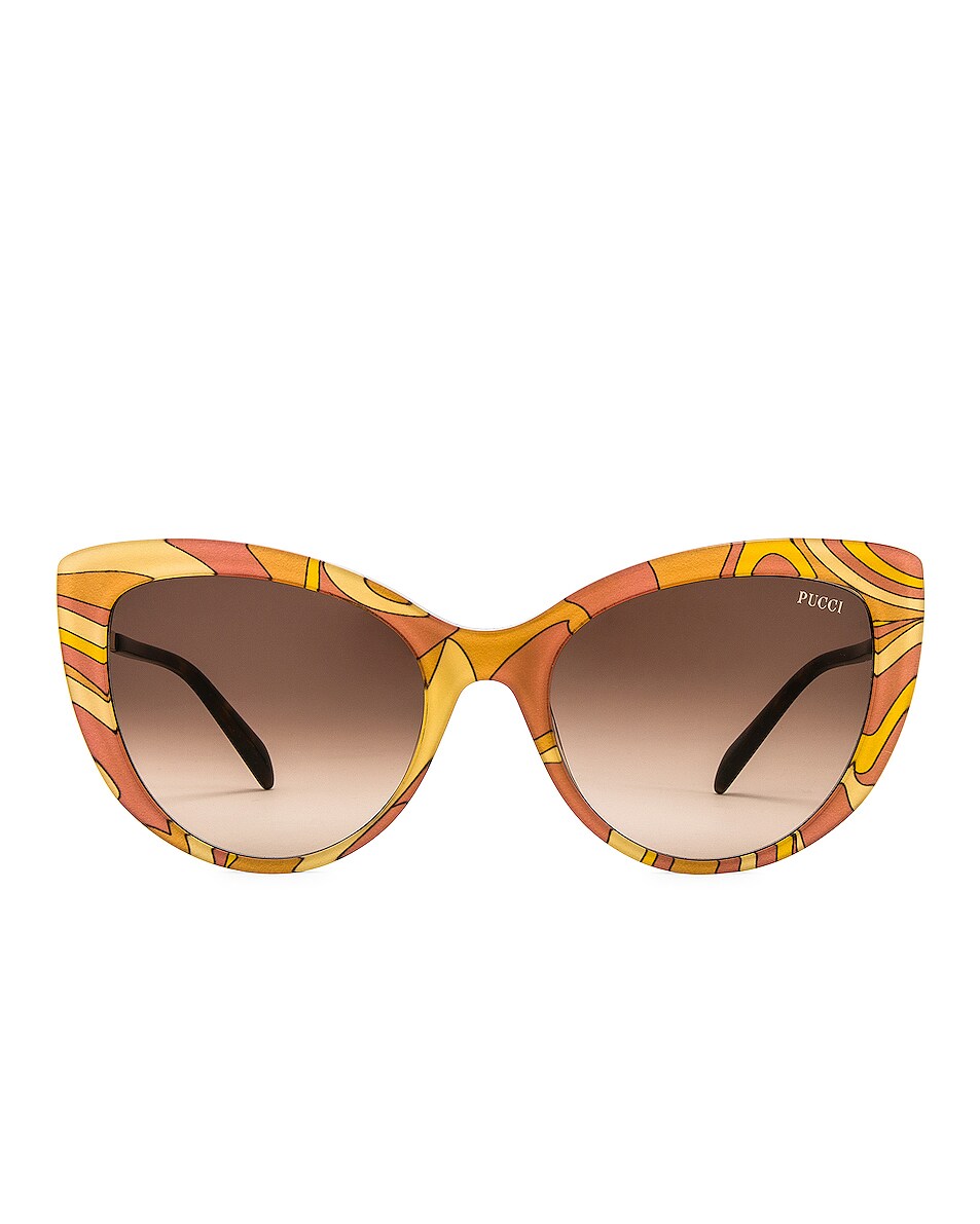 Image 1 of Emilio Pucci Cat Eye Acetate Sunglasses in Pink & Gradient Brown