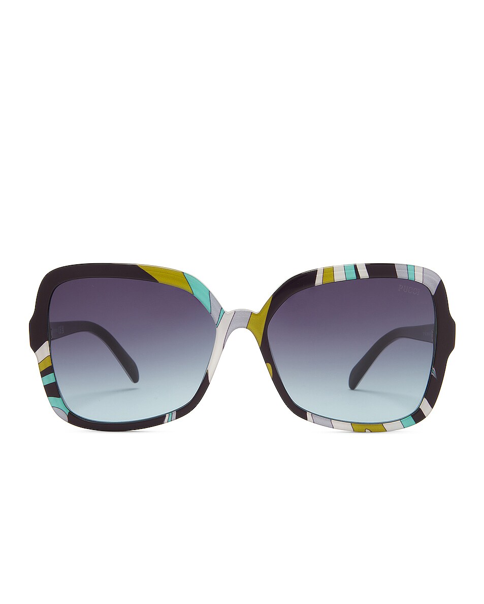 Image 1 of Emilio Pucci Butterfly Acetate Sunglasses in Turquoise & Black