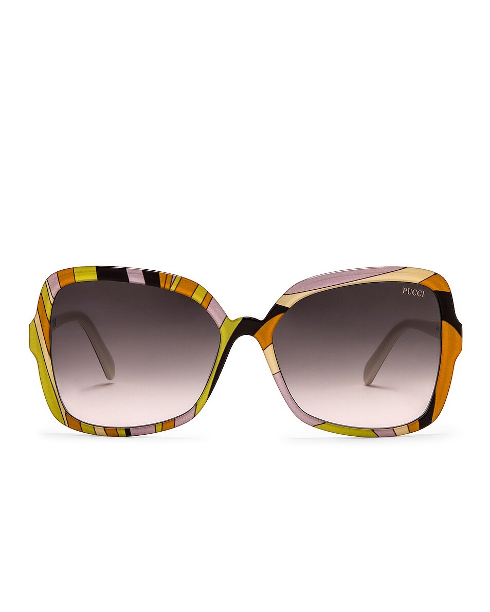 Image 1 of Emilio Pucci Butterfly Acetate Sunglasses in Orange & White