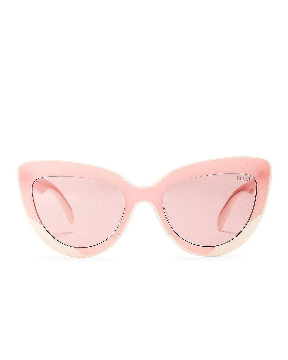 Image 1 of Emilio Pucci Cat Eye Sunglasses in Shiny Opaque Ivory & Milky Pink