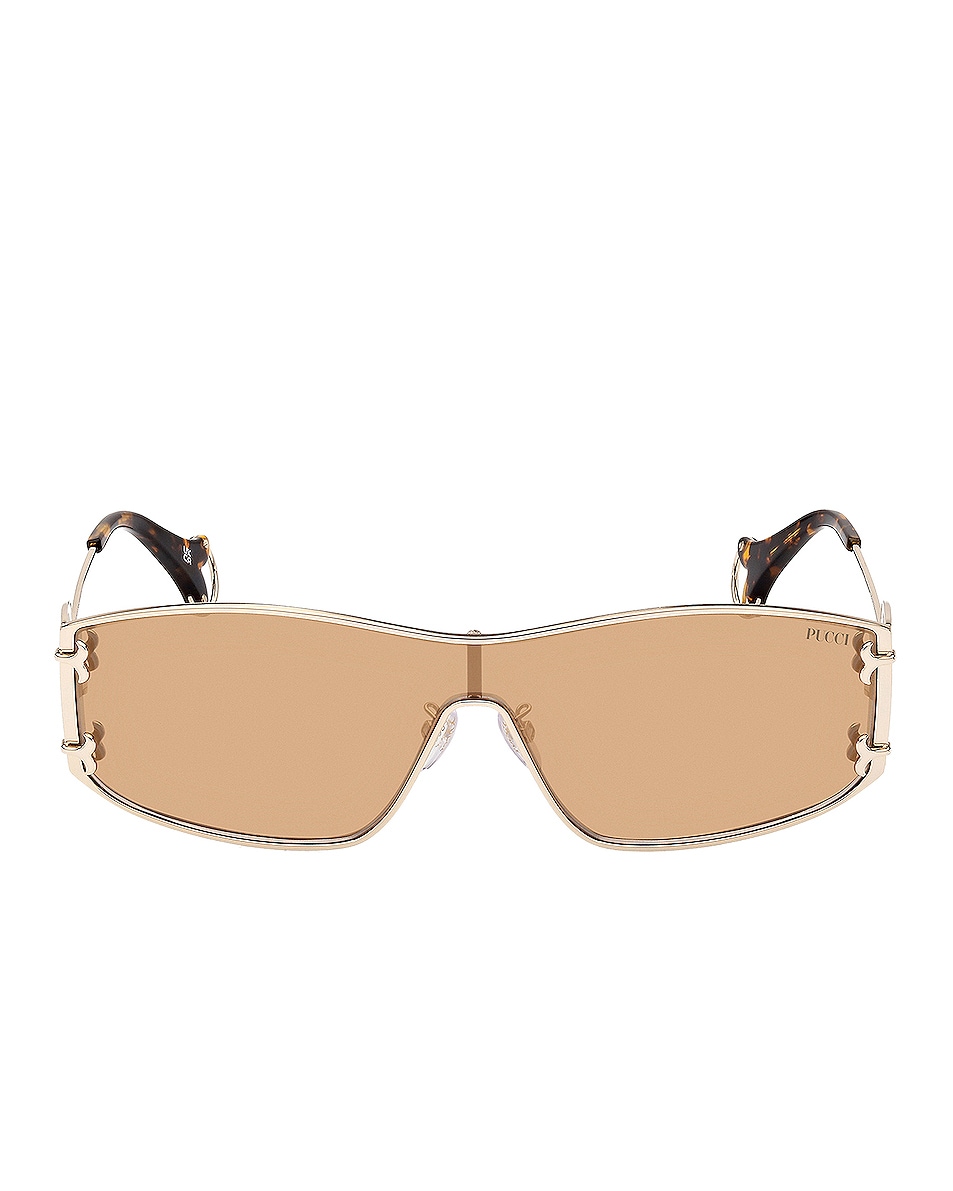 Image 1 of Emilio Pucci Shield Sunglasses in Shiny Pale Gold