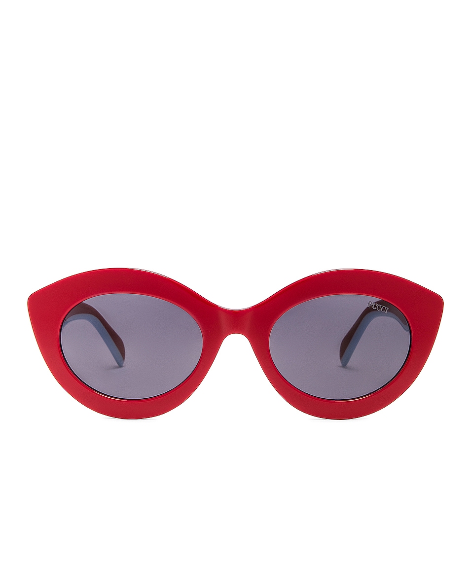 Image 1 of Emilio Pucci Round Acetate Sunglasses in Red