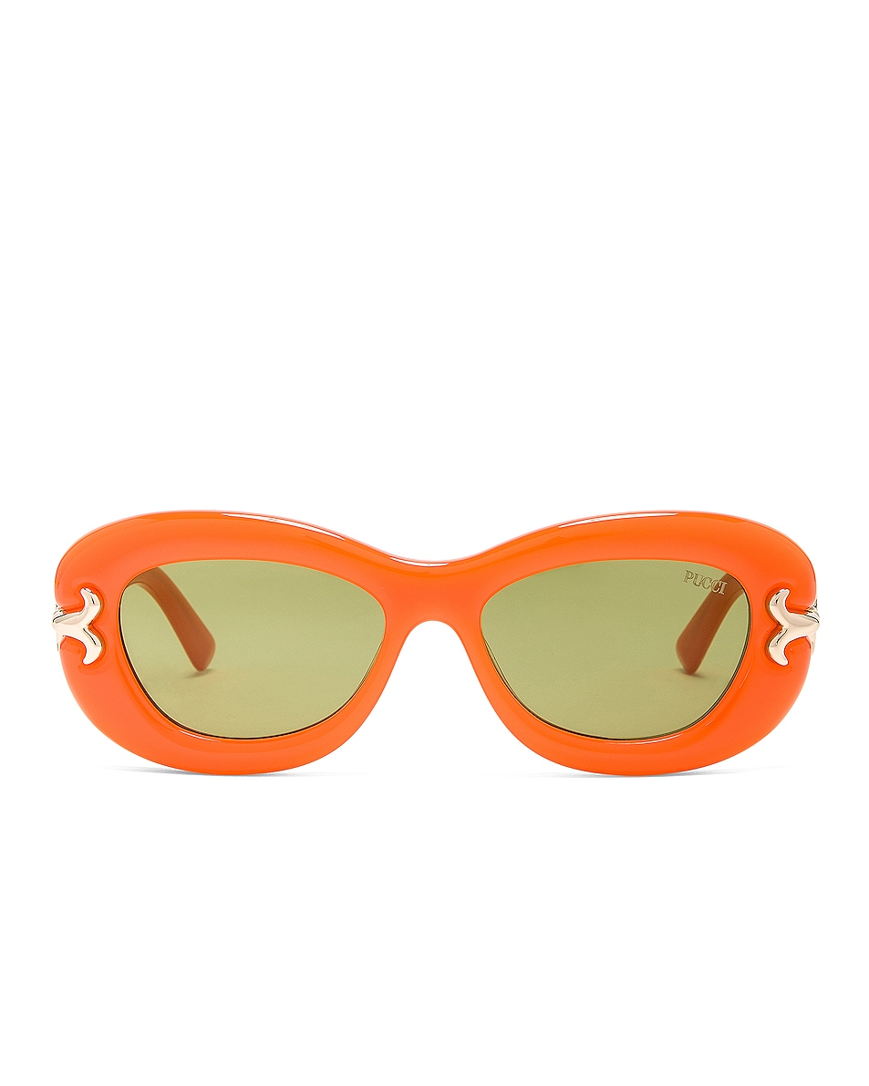 Image 1 of Emilio Pucci Oval Acetate Sunglasses in Orange