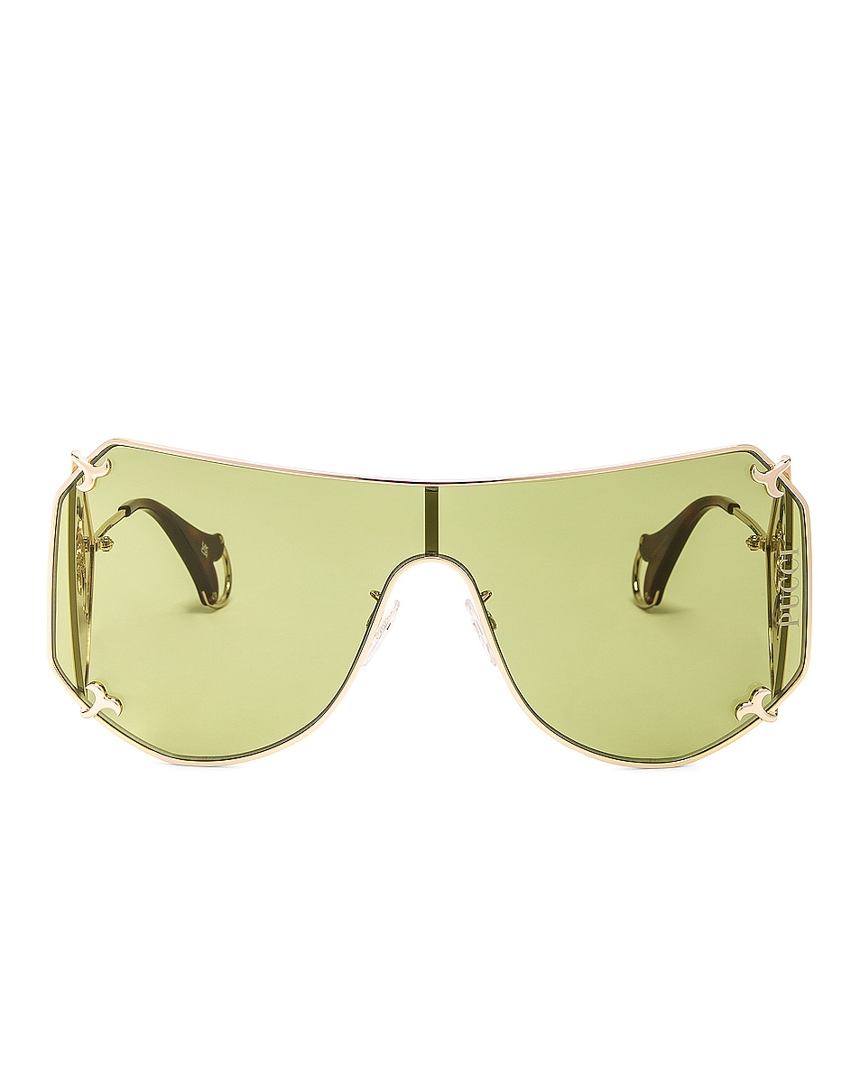Image 1 of Emilio Pucci Shield Sunglasses in Shiny Pale Gold & Green