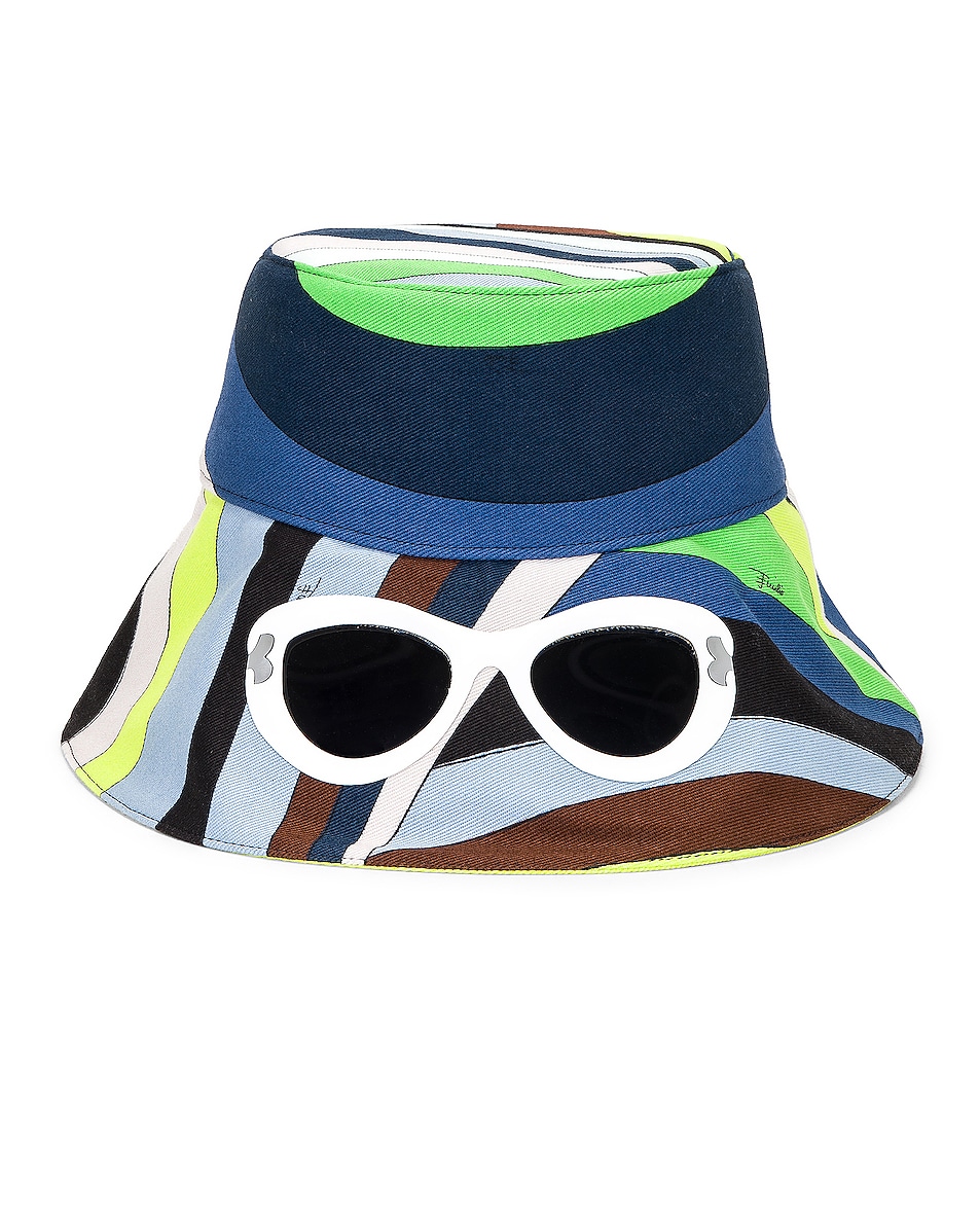 Image 1 of Emilio Pucci Bucket Hat in Verde & Avio