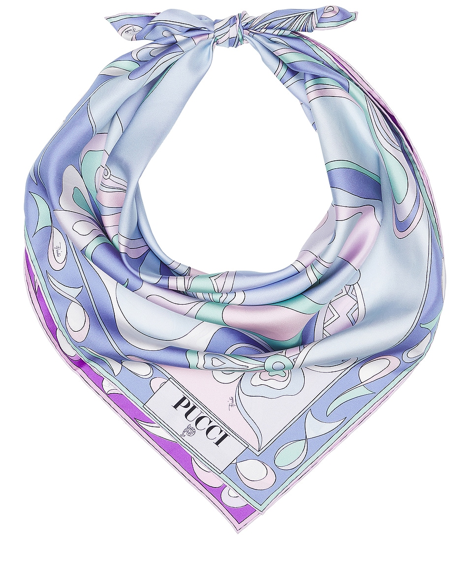 Image 1 of Emilio Pucci Foulard Scarf in Celeste & Rosa