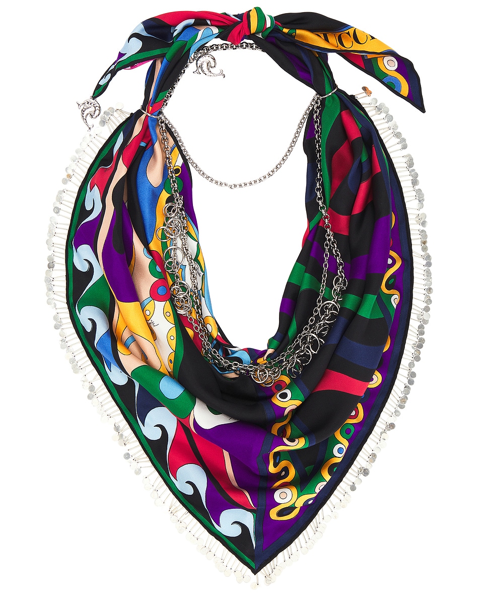 Image 1 of Emilio Pucci Foulard Necklace Scarf in Viola & Rosso