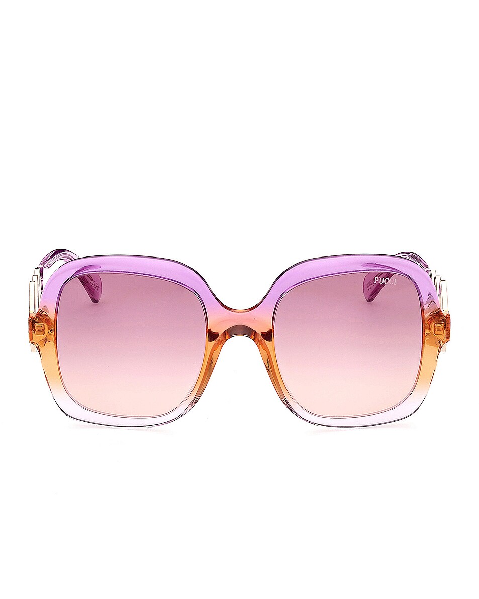 Image 1 of Emilio Pucci Acetate Butterfly Sunglasses in Transparent Violet Orange