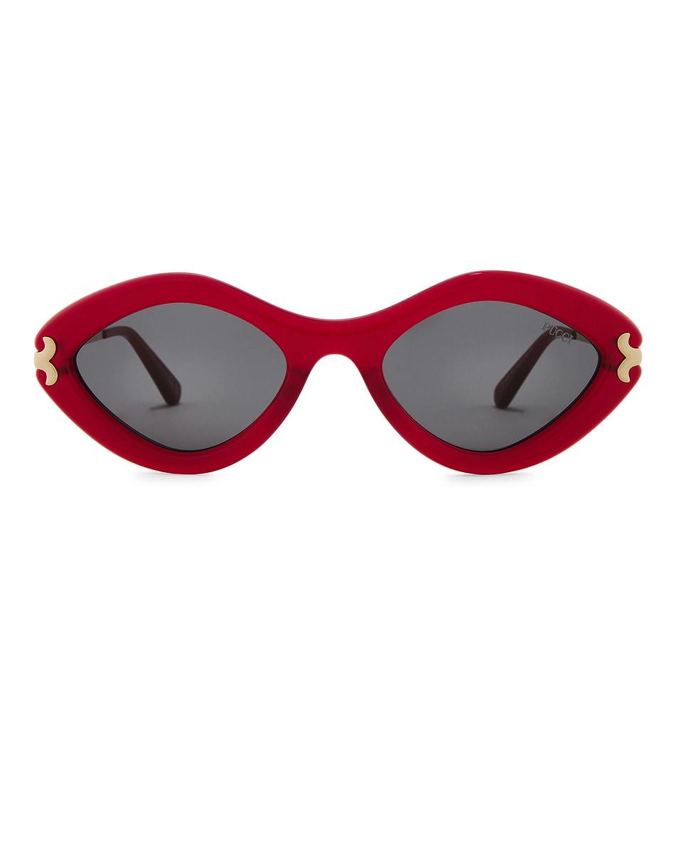 Image 1 of Emilio Pucci Oval Sunglasses in Shiny Red & Smoke