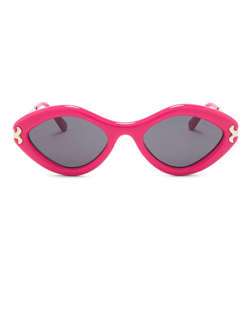 Image 1 of Emilio Pucci Oval Sunglasses in Shiny Fuchsia & Smoke