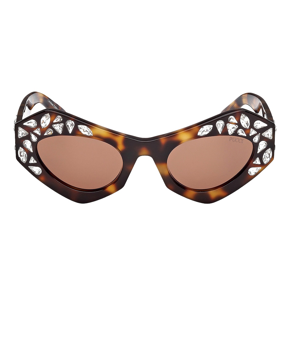 Image 1 of Emilio Pucci Cat Eye Sunglasses in Dark Havana & Brown