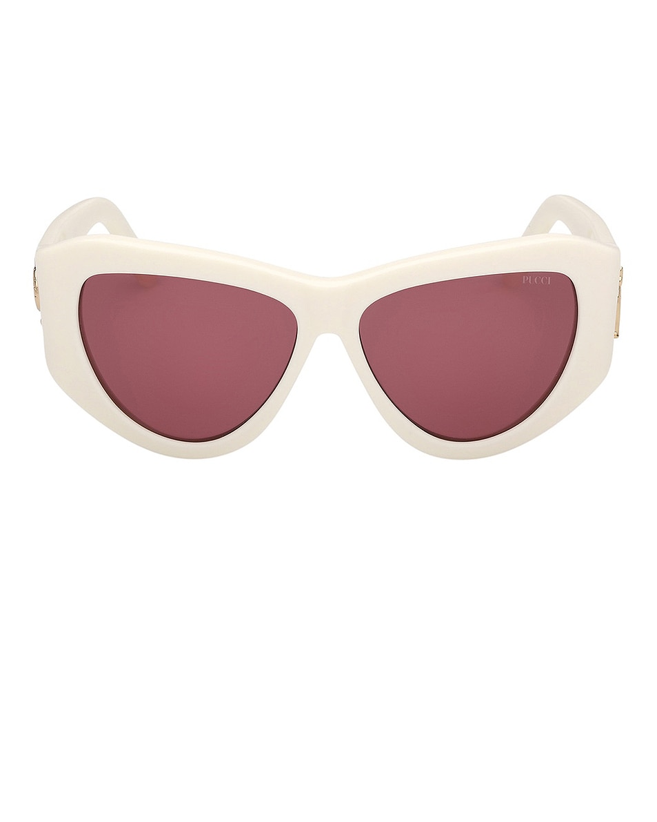 Image 1 of Emilio Pucci Cat Eye Sunglasses in Shiny Khaki Marmo, Black, & Brown