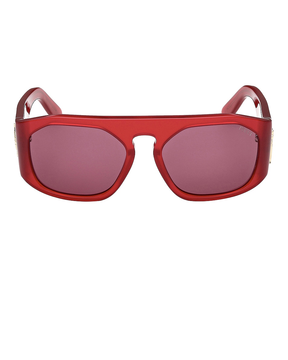 Image 1 of Emilio Pucci Rectangular Sunglasses in Shiny Opal Red & Rose