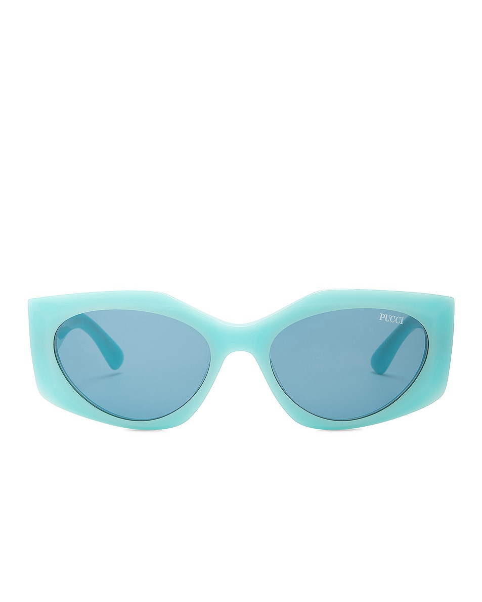 Image 1 of Emilio Pucci Oval Sunglasses in Light Blue