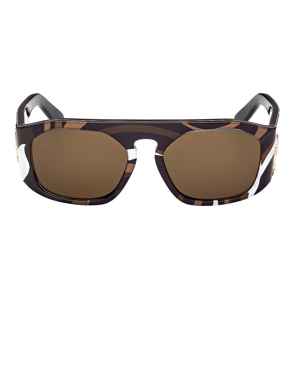 Image 1 of Emilio Pucci Rectangular Sunglasses in Shiny Vintage Havana & Green