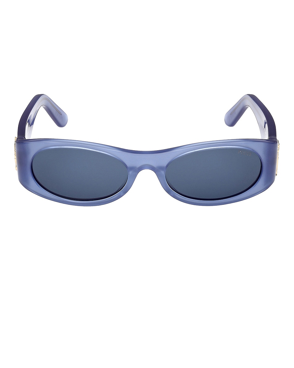 Image 1 of Emilio Pucci Oval Sunglasses in Shiny Opal Blue & Blue