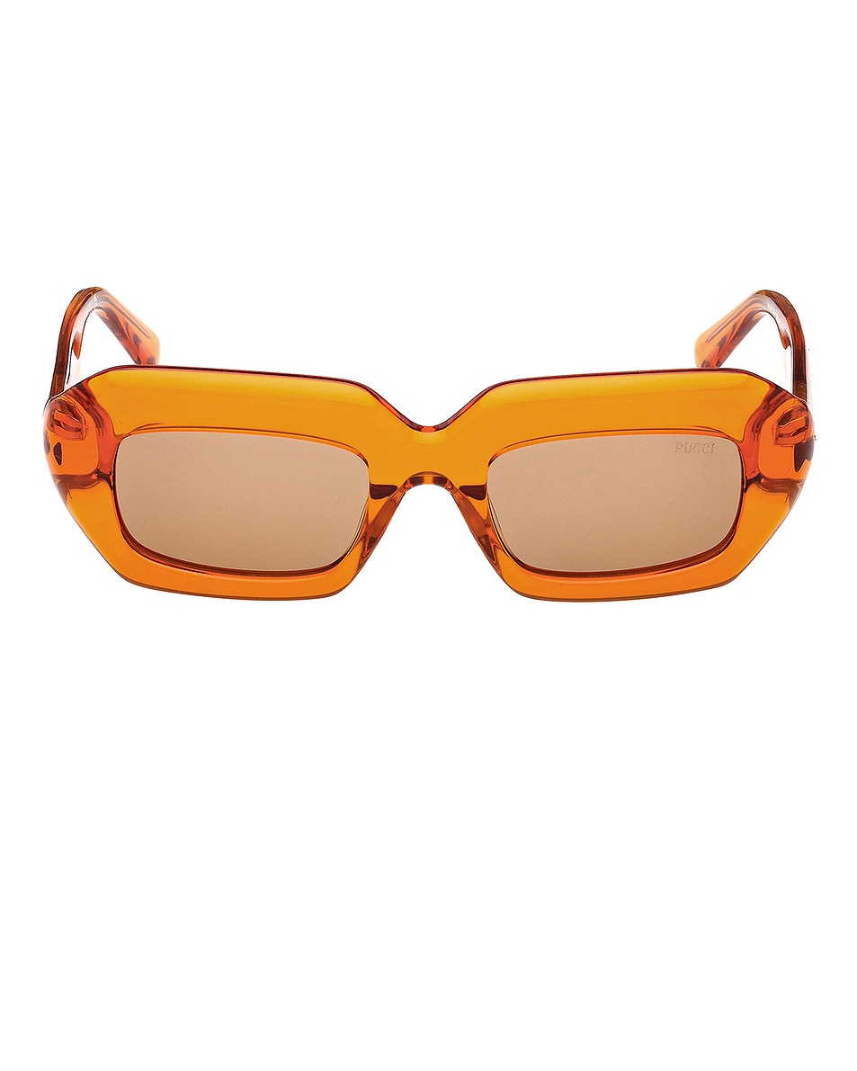 Image 1 of Emilio Pucci Square Sunglasses in Orange & Brown