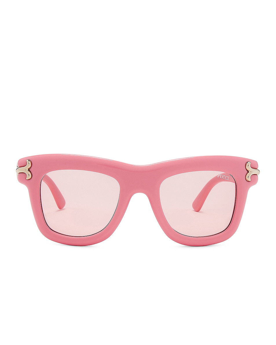 Image 1 of Emilio Pucci Square Sunglasses in Shiny Pink & Bordeaux
