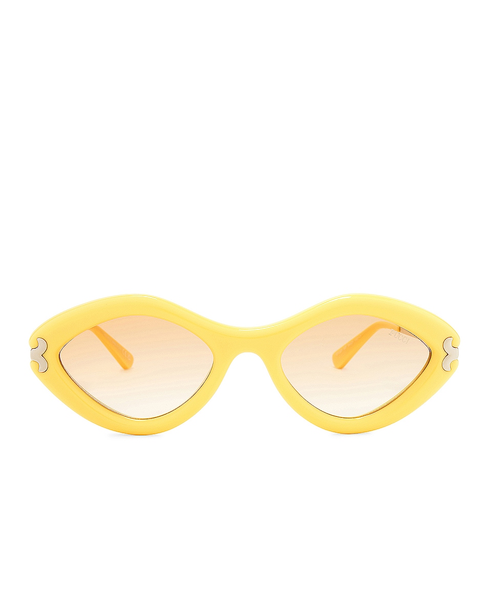 Image 1 of Emilio Pucci Oval Sunglasses in Shiny Yellow & Gradient Brown