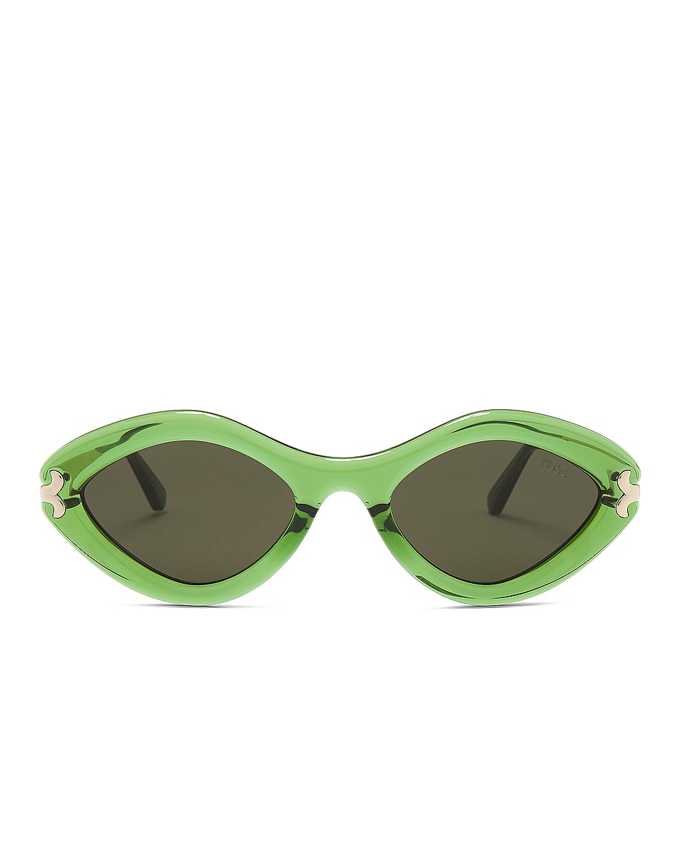 Image 1 of Emilio Pucci Oval Sunglasses in Shiny Light Green