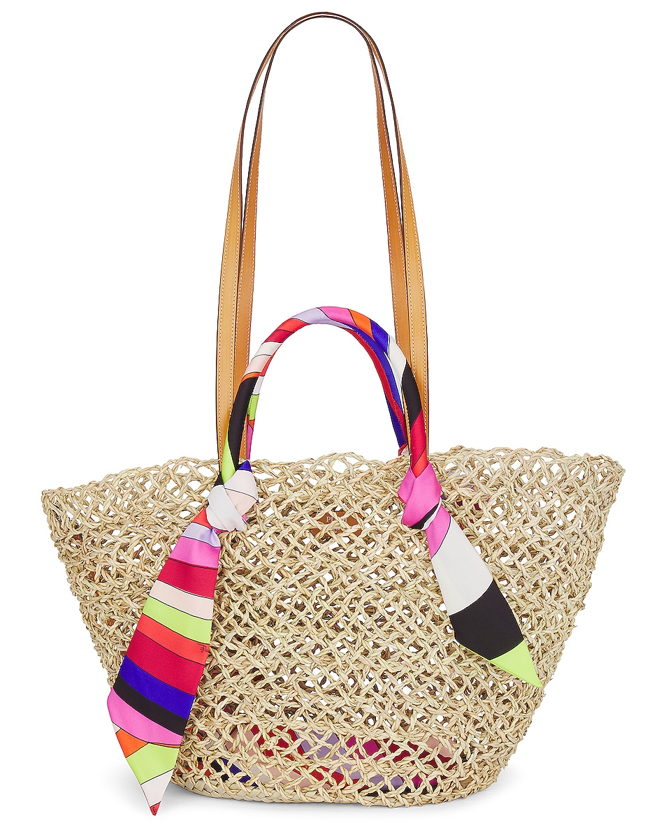 Image 1 of Emilio Pucci Basket Tote Bag in Naturale Aranc & Rosa