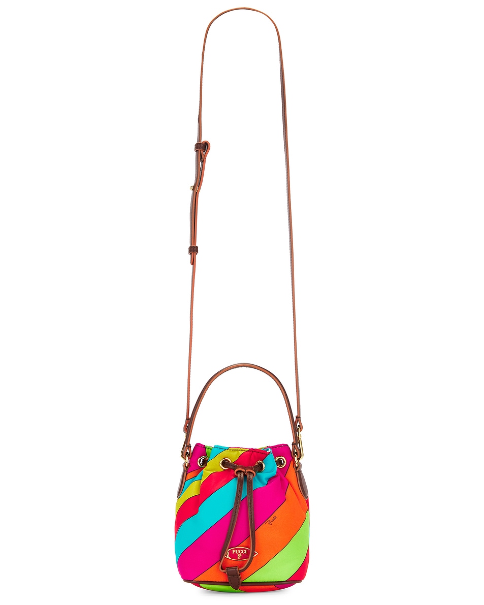 Image 1 of Emilio Pucci Drawstring Pouch Bag in Arancio & Fuxia