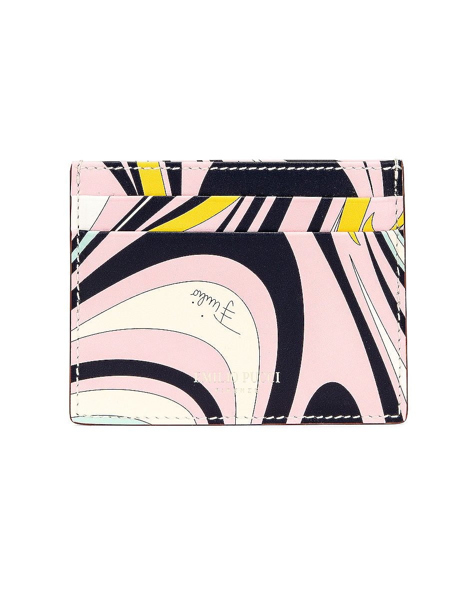 Image 1 of Emilio Pucci Onde Credit Card Holder in Navy & Rosa