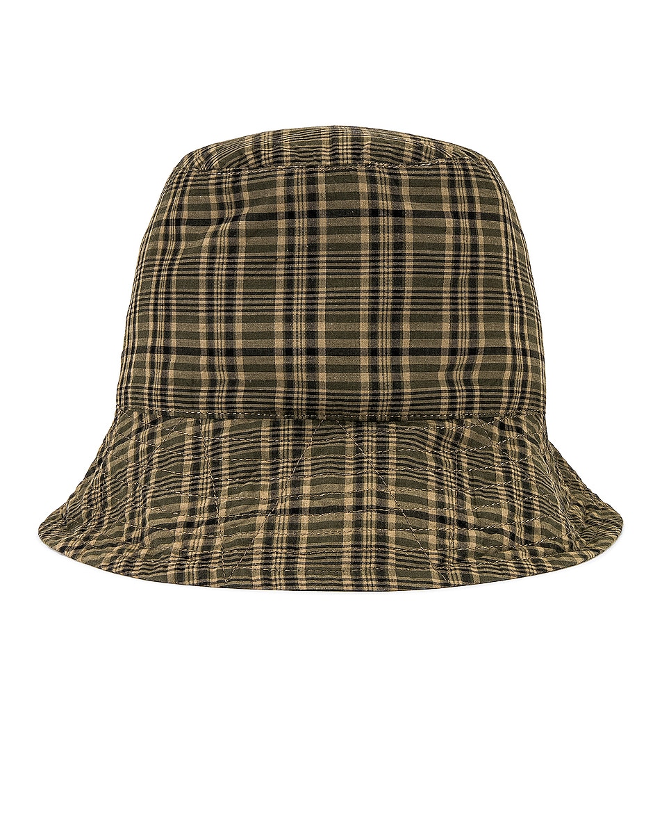 Image 1 of Engineered Garments Madras Check Bucket Hat in Olive & Brown