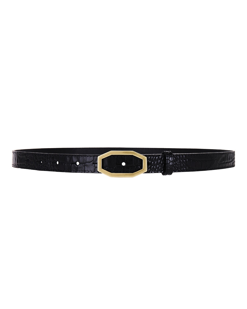 Image 1 of FRAME Angular Buckle Belt in Black Croc