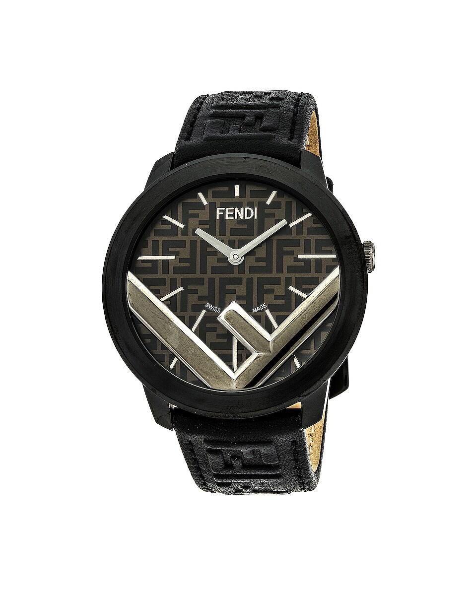 Fendi Run Away 41mm Watch In Black & Brown