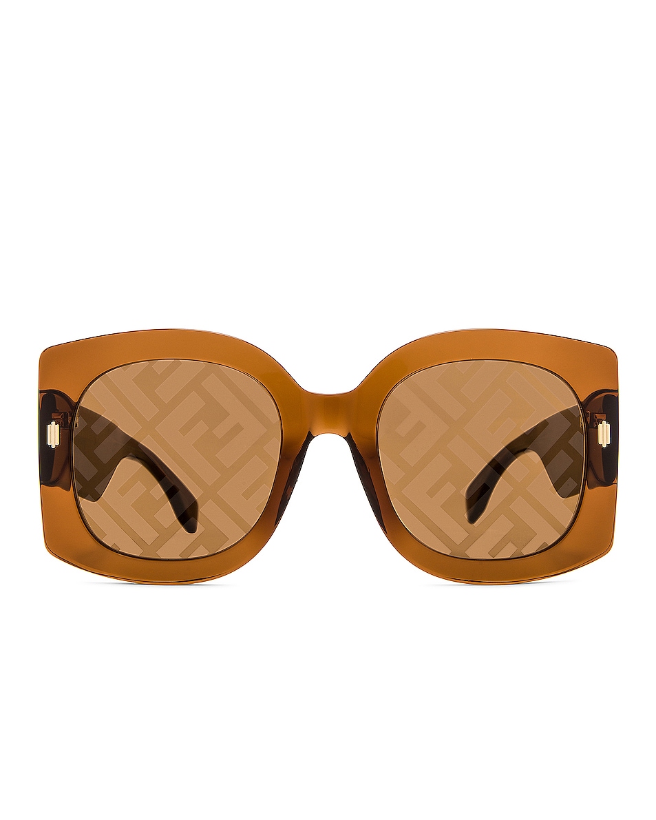 Image 1 of Fendi Acetate Square Logo Sunglasses in Brown