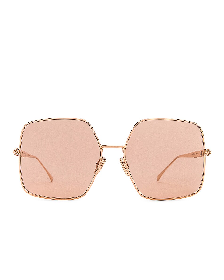 Image 1 of Fendi Metal Square Sunglasses in Gold Copper
