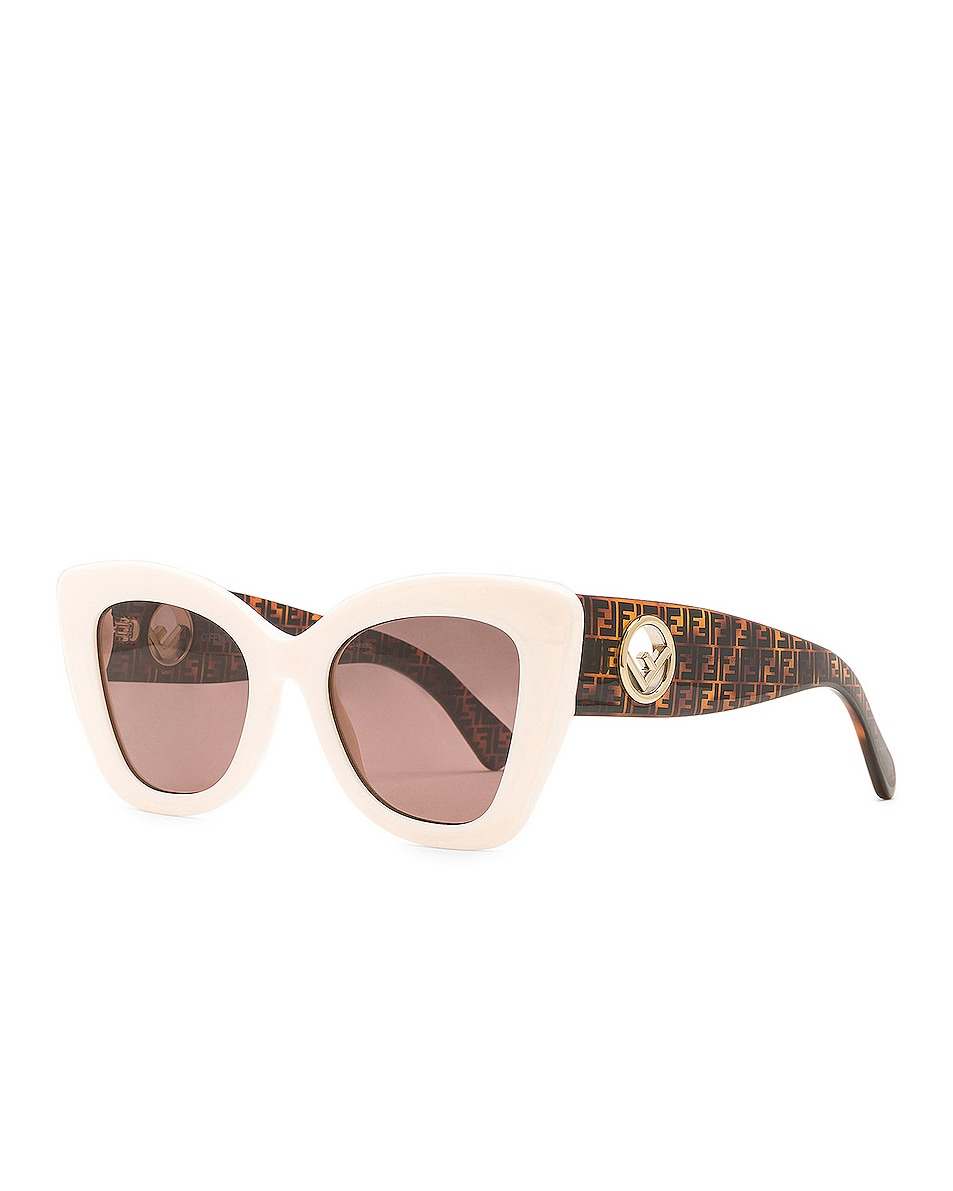 Fendi Logo Sunglasses in White & Brown FWRD